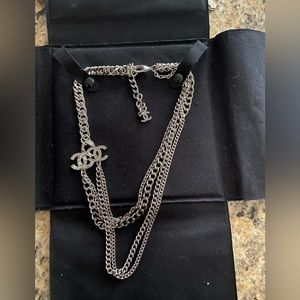 Authentic Chanel Silver & Crystal Necklace